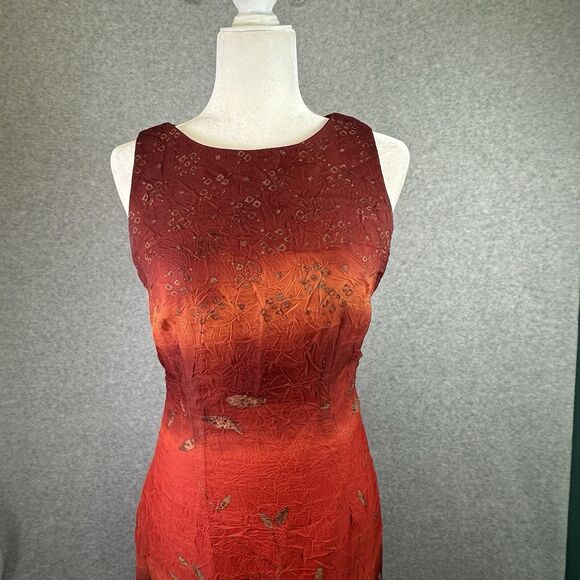 Vintage Orange Ombré Sheer Lined‎ Y2k Whimsical Coquette Fairy Midi Dress Size 6 - Picture 3 of 11